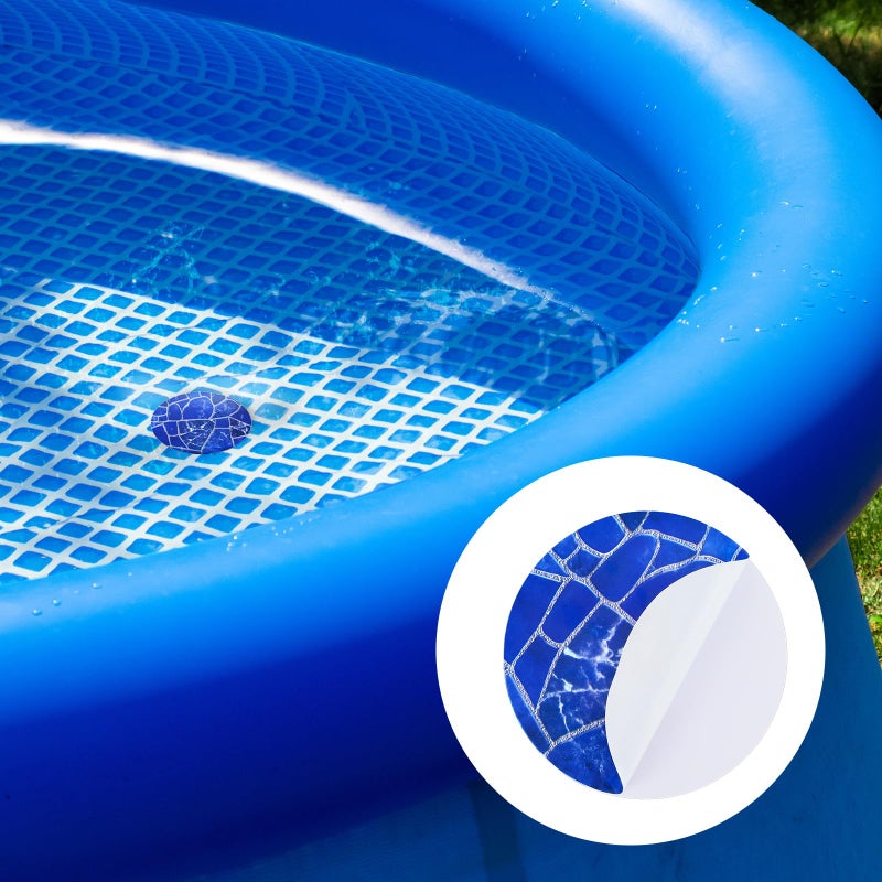 Outus 24 Pcs Vinyl Pool Patch Repair Kit Self Adhesive Pool Liner Plastic Repair Patch Pool Patches for Above Ground Pools Inflatable Boats Air Mattress Products, 4 Inch (Sapphire Blue) - Image 5